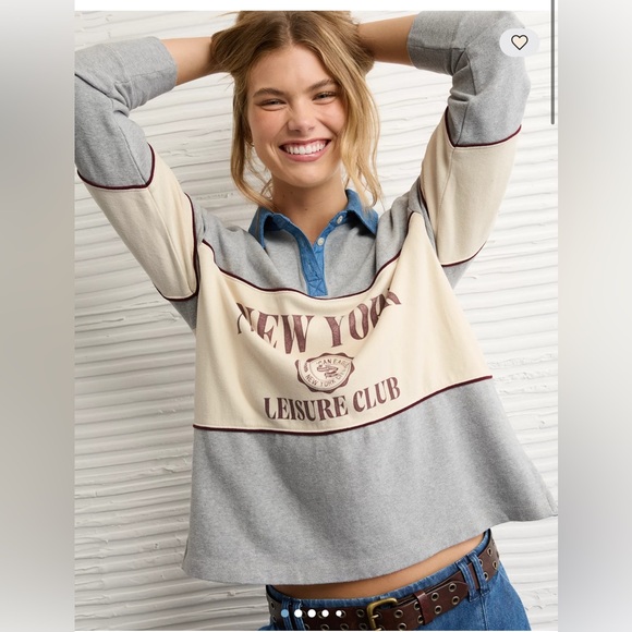 American Eagle‎ Oversized Destination Polo Shirt Women’s Size: Medium - Picture 4 of 6